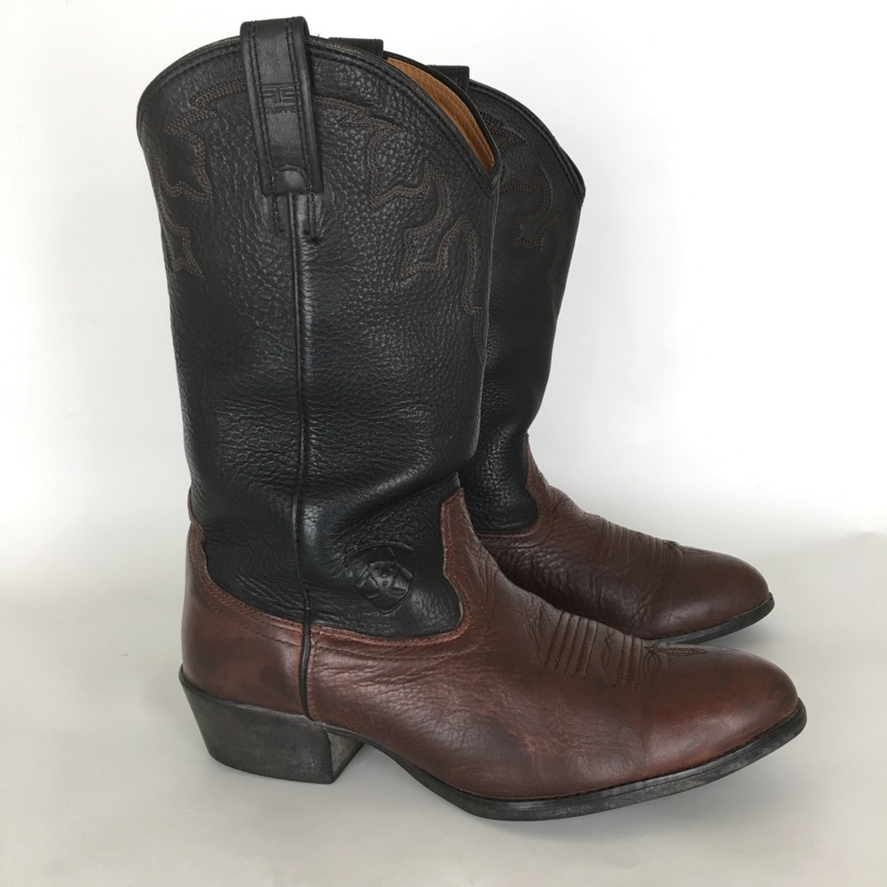 Ariat Mens A2 Stampede Western Boots 2 Tone Leather Brown Black Sz 11 Cowboy